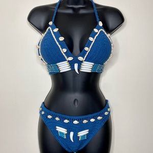 Handcrafted Blue Tribal Bikini